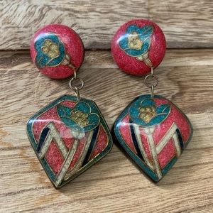 VTG Vintage Enamel Cloisonné earrings